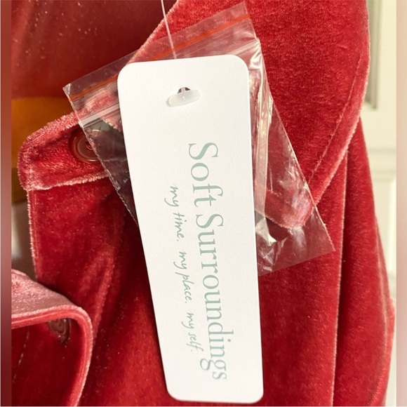 NWT Soft Surroundings Velvet Boyfriend Tunic Shirt Garnet Coral Size XS - Picture 8 of 13